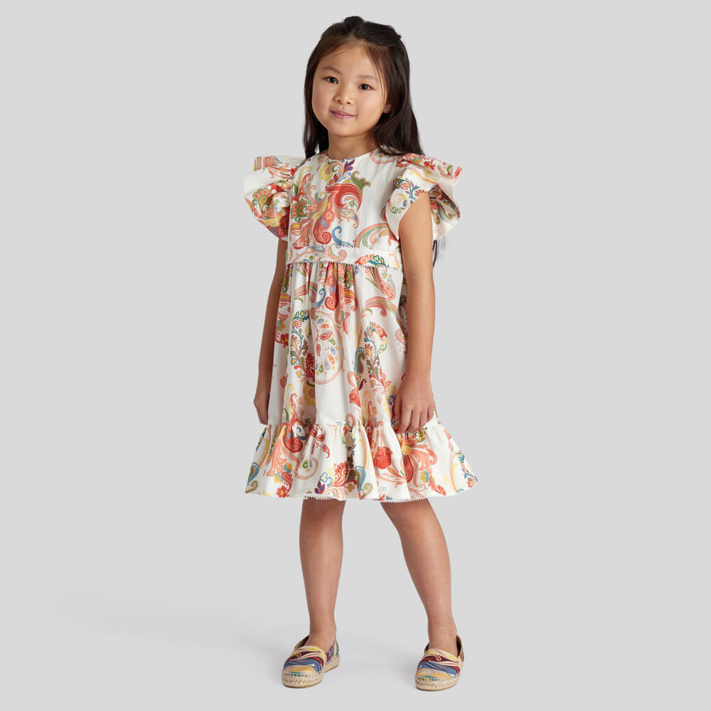 Etro-Girls Ivory Cotton Paisley Dress | Childrensalon Outlet