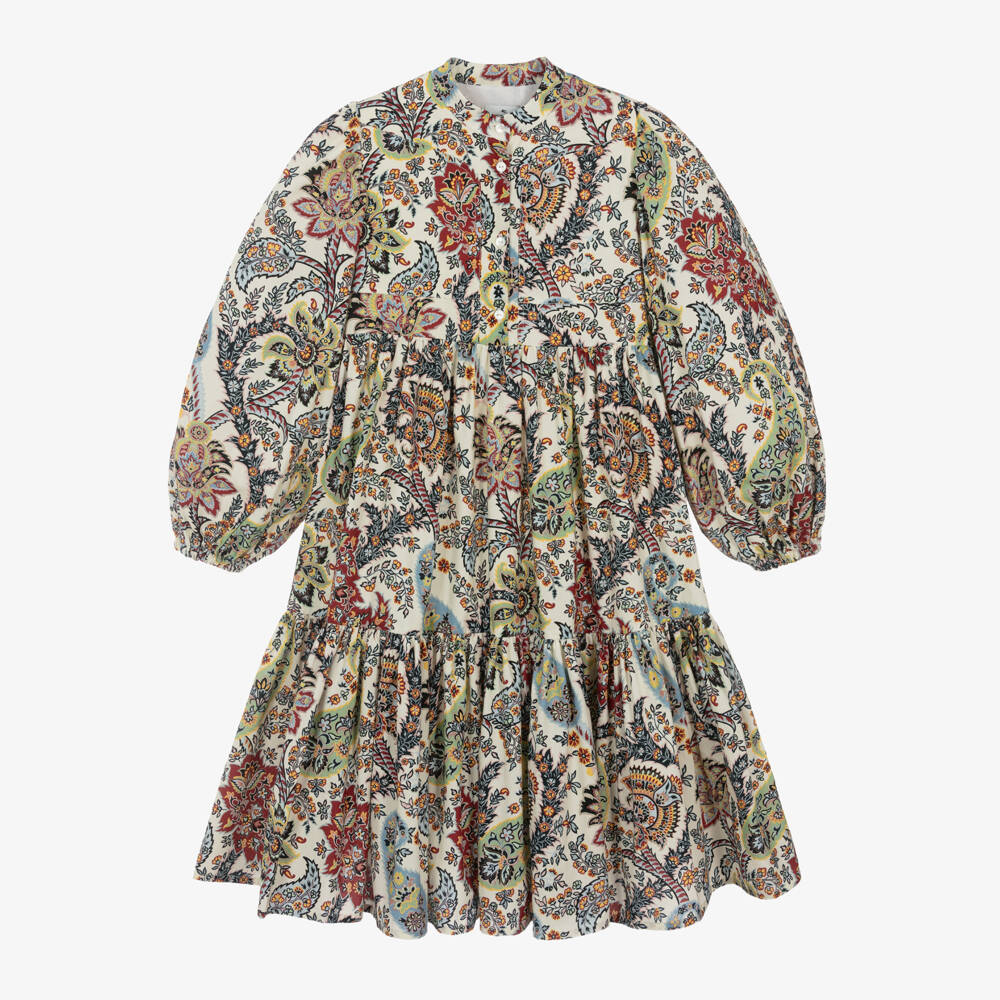 Etro-فستان بيزلي قطن لون عاجي | Childrensalon Outlet