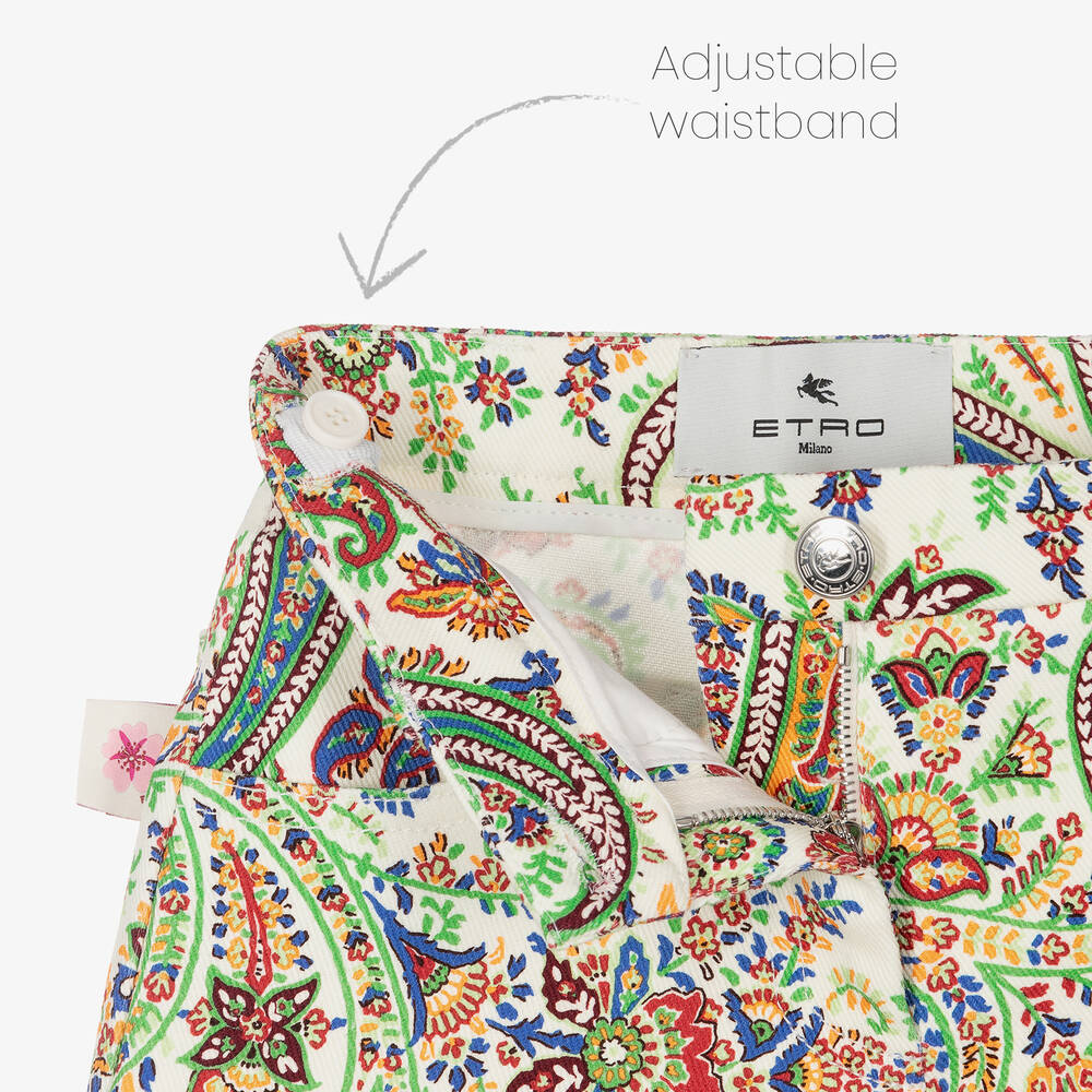 Etro-Girls Ivory Cotton Paisley Print Shorts | Childrensalon Outlet