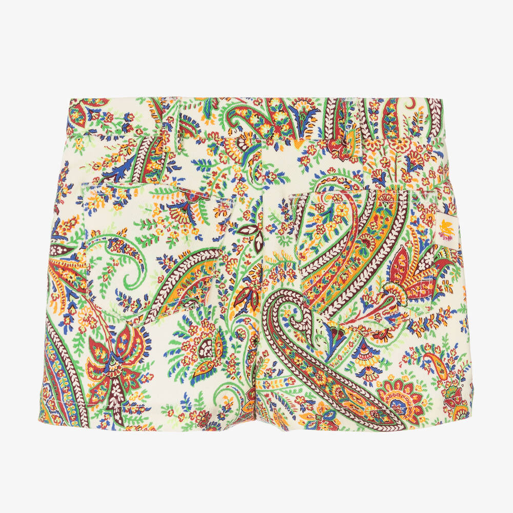 Etro-Girls Ivory Cotton Paisley Print Shorts | Childrensalon Outlet