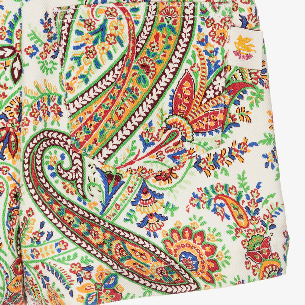 Etro-Girls Ivory Cotton Paisley Print Shorts | Childrensalon Outlet