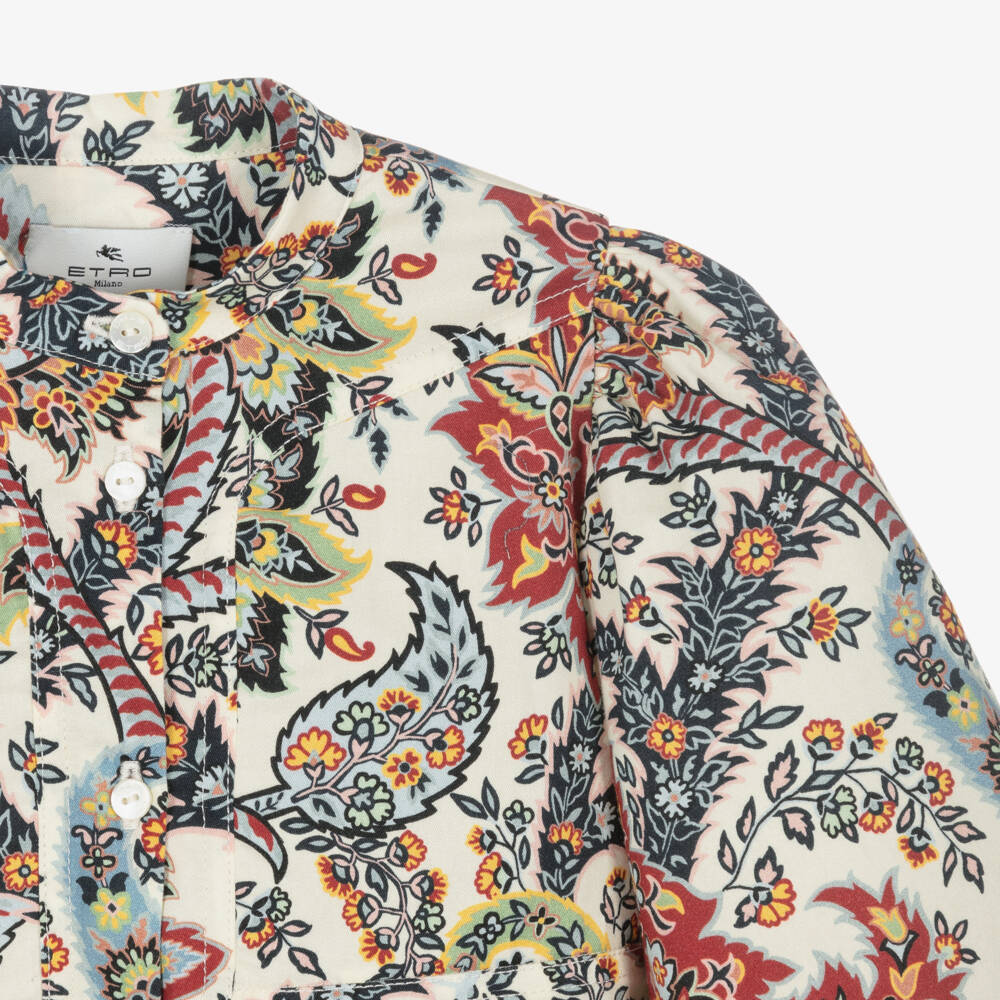Etro-Girls Ivory Cotton Paisley Top | Childrensalon Outlet