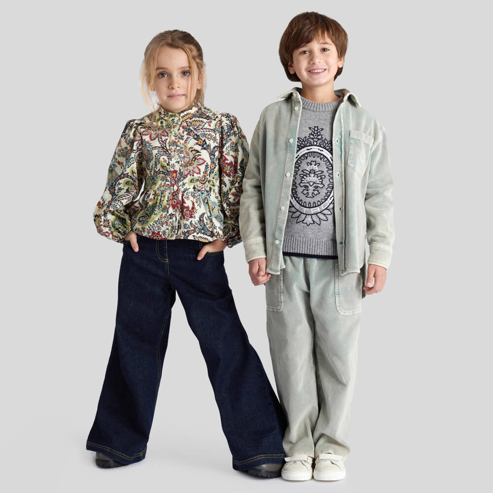 Etro-Girls Ivory Cotton Paisley Top | Childrensalon Outlet