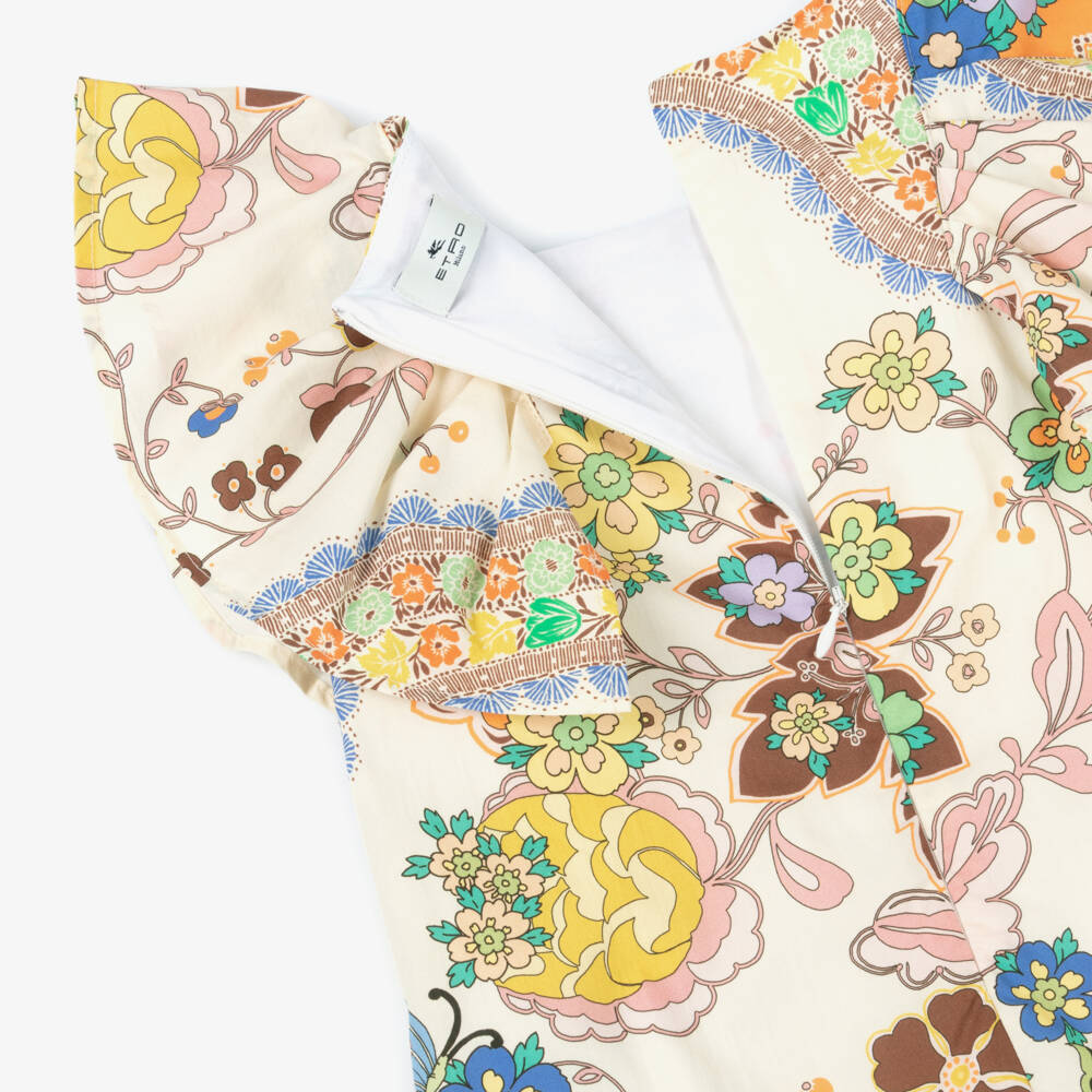 Etro-Кремовое хлопковое платье с узором пейсли для девочек | Childrensalon Outlet