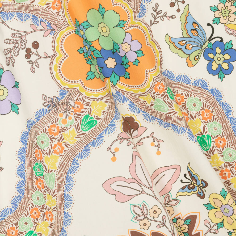 Etro-Кремовое хлопковое платье с узором пейсли для девочек | Childrensalon Outlet