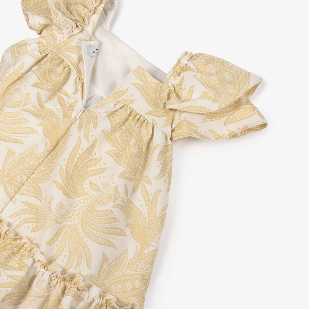 Etro-Girls Ivory & Yellow Jacquard Paisley Dress | Childrensalon Outlet