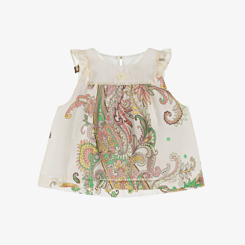Etro-Роскошный кремовый топ с узором пейсли для девочек | Childrensalon Outlet