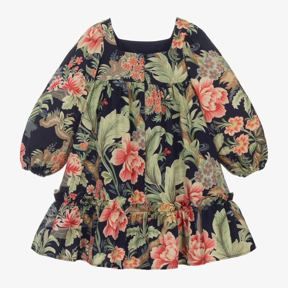 Etro-Girls Navy Floral Cotton Dress | Childrensalon Outlet