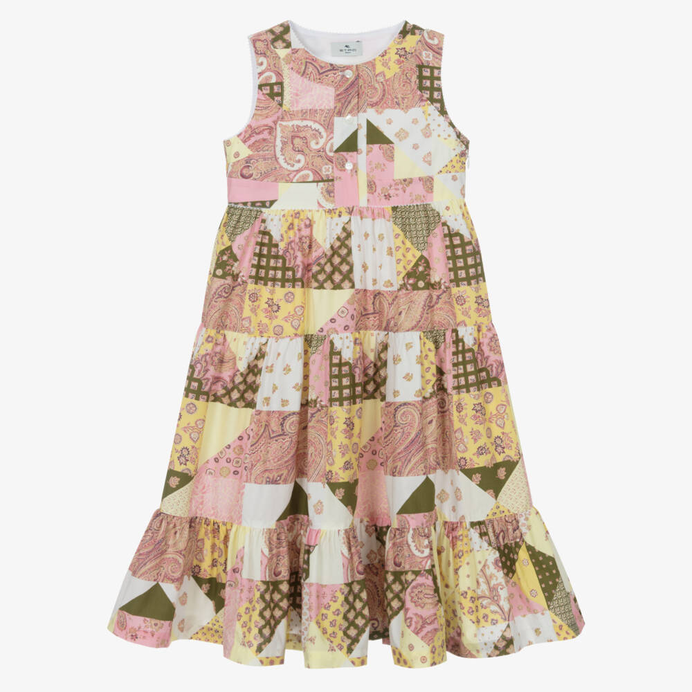 Etro-فستان وردي بنقشة بيزلي للبنات | Childrensalon Outlet