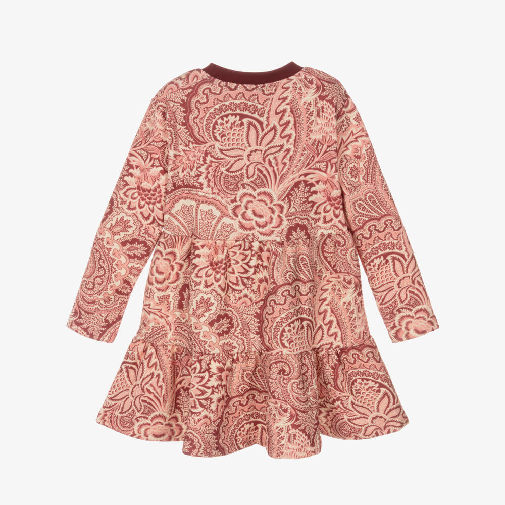 Etro-Girls Pink Cotton Jersey Paisley Dress with Ruffle Hem | Childrensalon Outlet