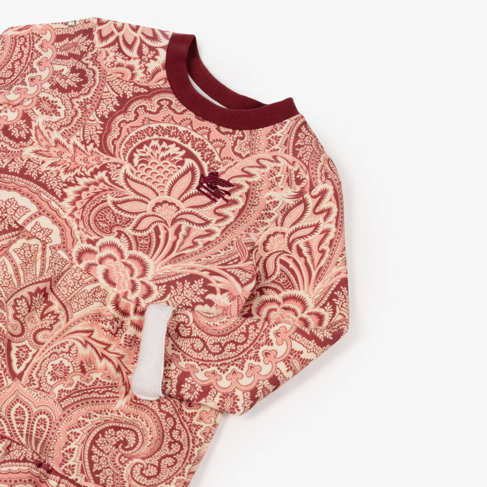 Etro-Girls Pink Cotton Jersey Paisley Dress with Ruffle Hem | Childrensalon Outlet
