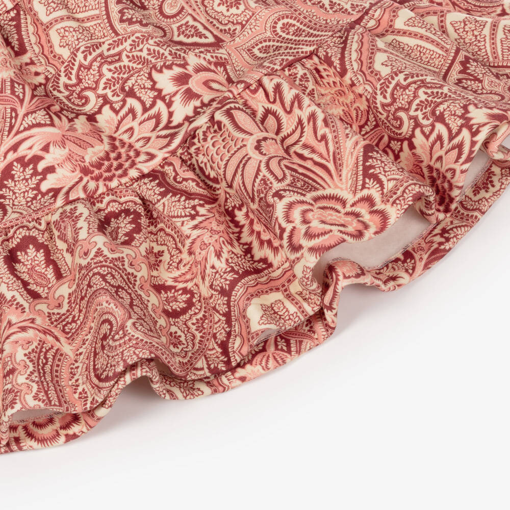 Etro-Girls Pink Cotton Jersey Paisley Dress with Ruffle Hem | Childrensalon Outlet