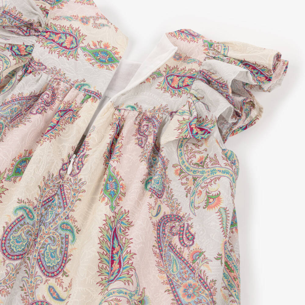 Etro-Girls Pink Embroidered Cotton Paisley Dress | Childrensalon Outlet