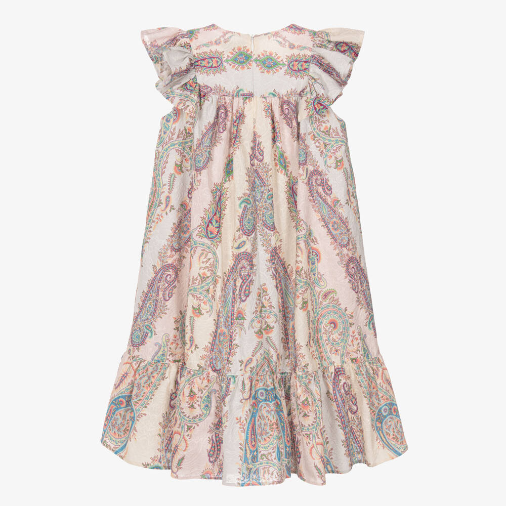 Etro-Girls Pink Embroidered Cotton Paisley Dress | Childrensalon Outlet