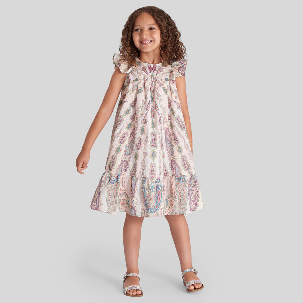 Etro-Girls Pink Embroidered Cotton Paisley Dress | Childrensalon Outlet