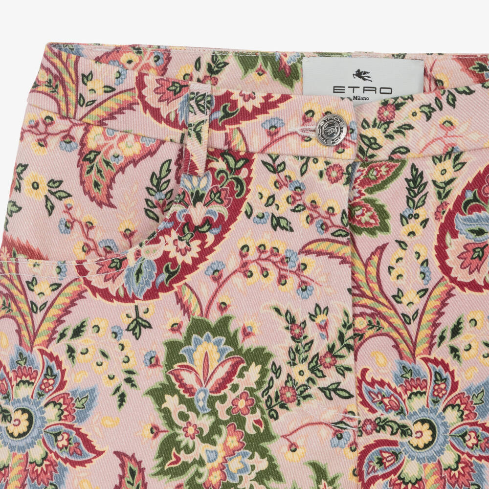 Etro-Girls Pink Paisley Twill Shorts | Childrensalon Outlet