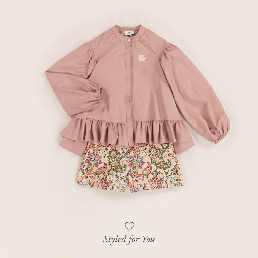 Etro-Girls Pink Paisley Twill Shorts | Childrensalon Outlet