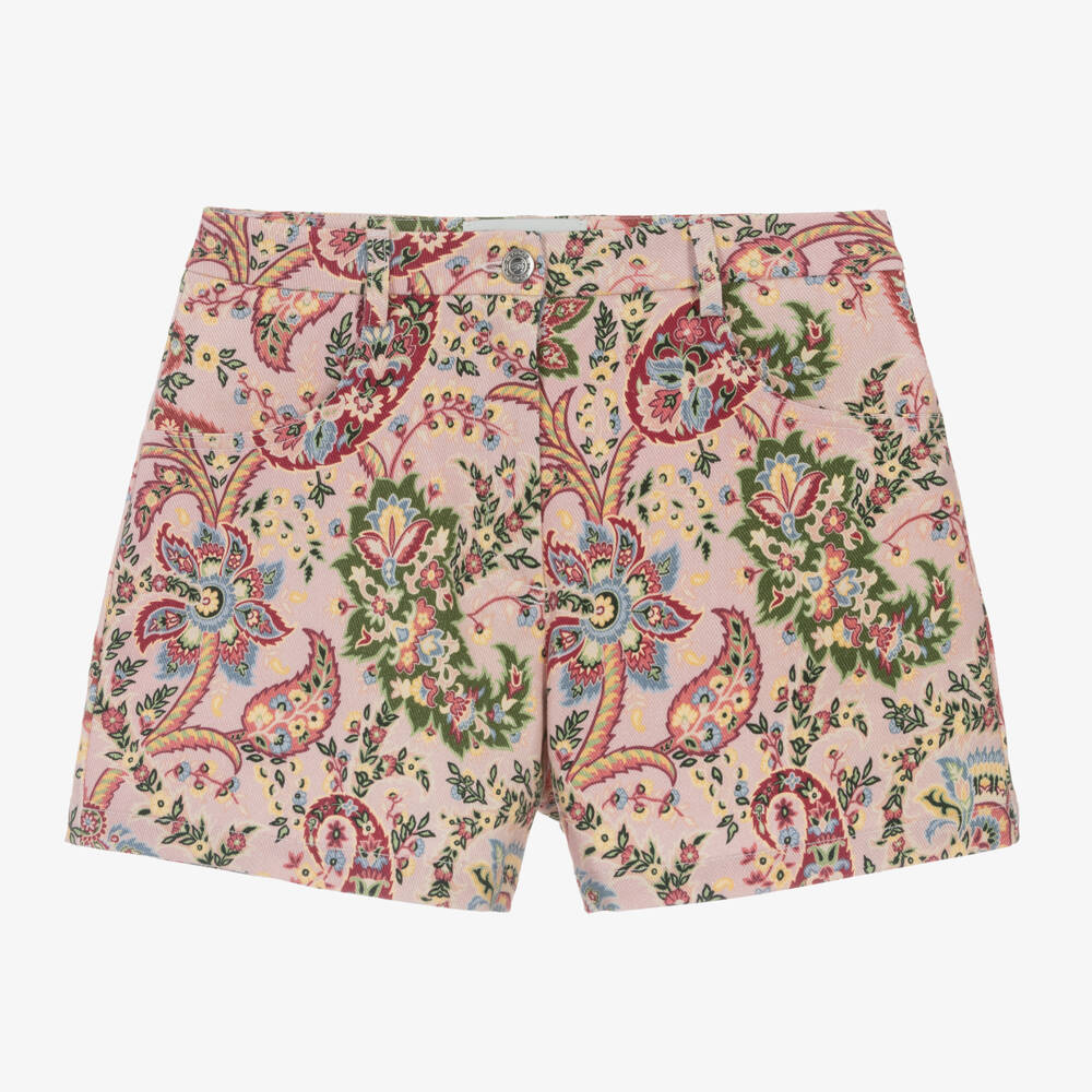 Etro-Girls Pink Paisley Twill Shorts | Childrensalon Outlet