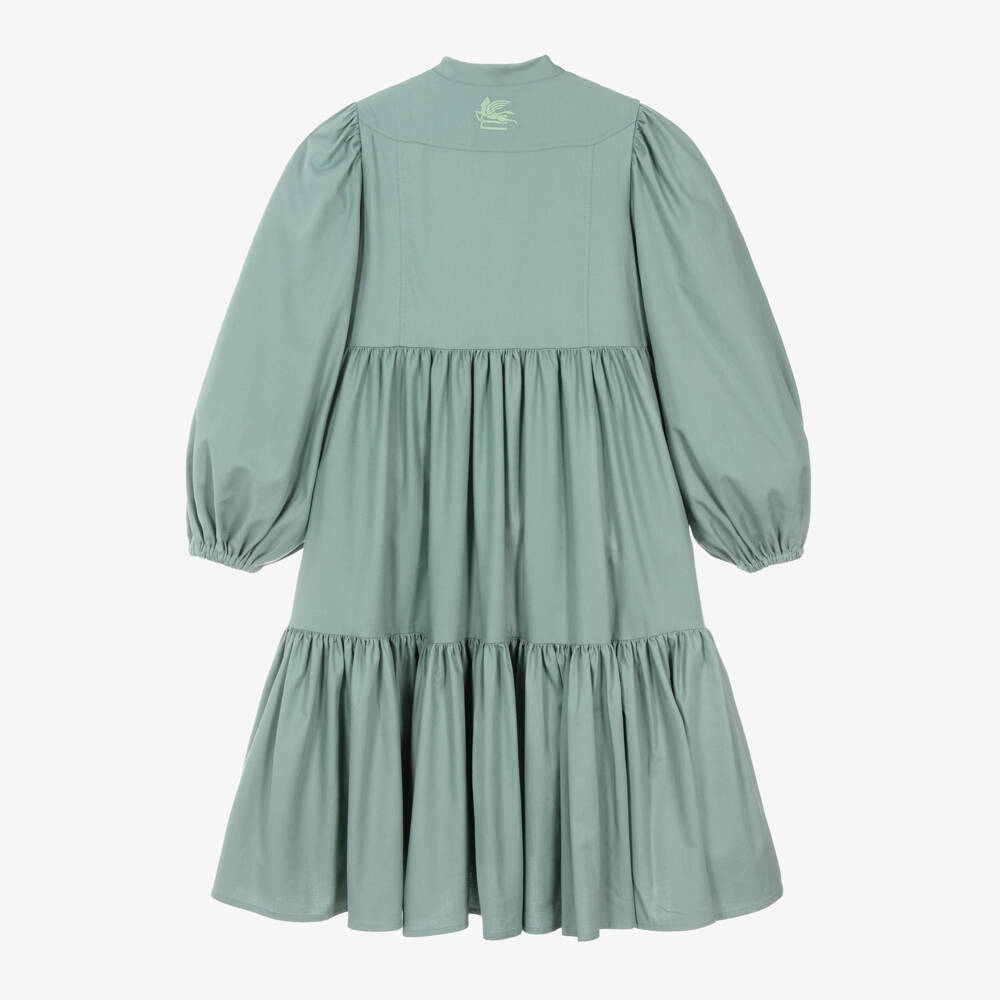 Etro-فستان قطن لون أخضر للبنات | Childrensalon Outlet