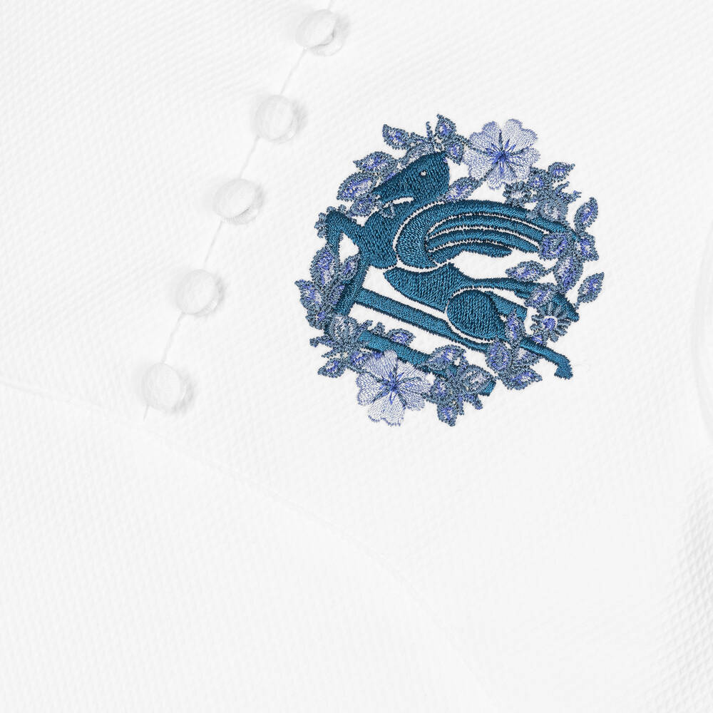 Etro-Girls White Cotton Pegaso Logo Dress | Childrensalon Outlet