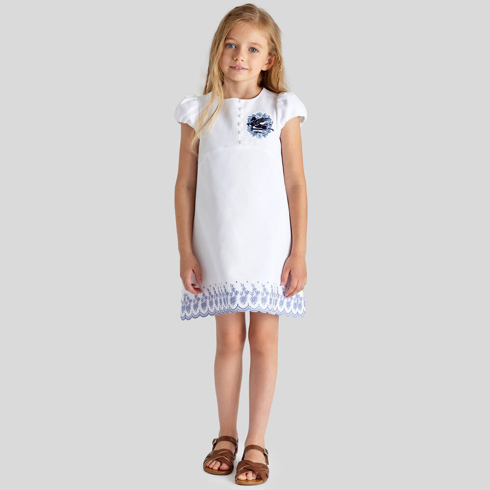 Etro-Girls White Cotton Pegaso Logo Dress | Childrensalon Outlet