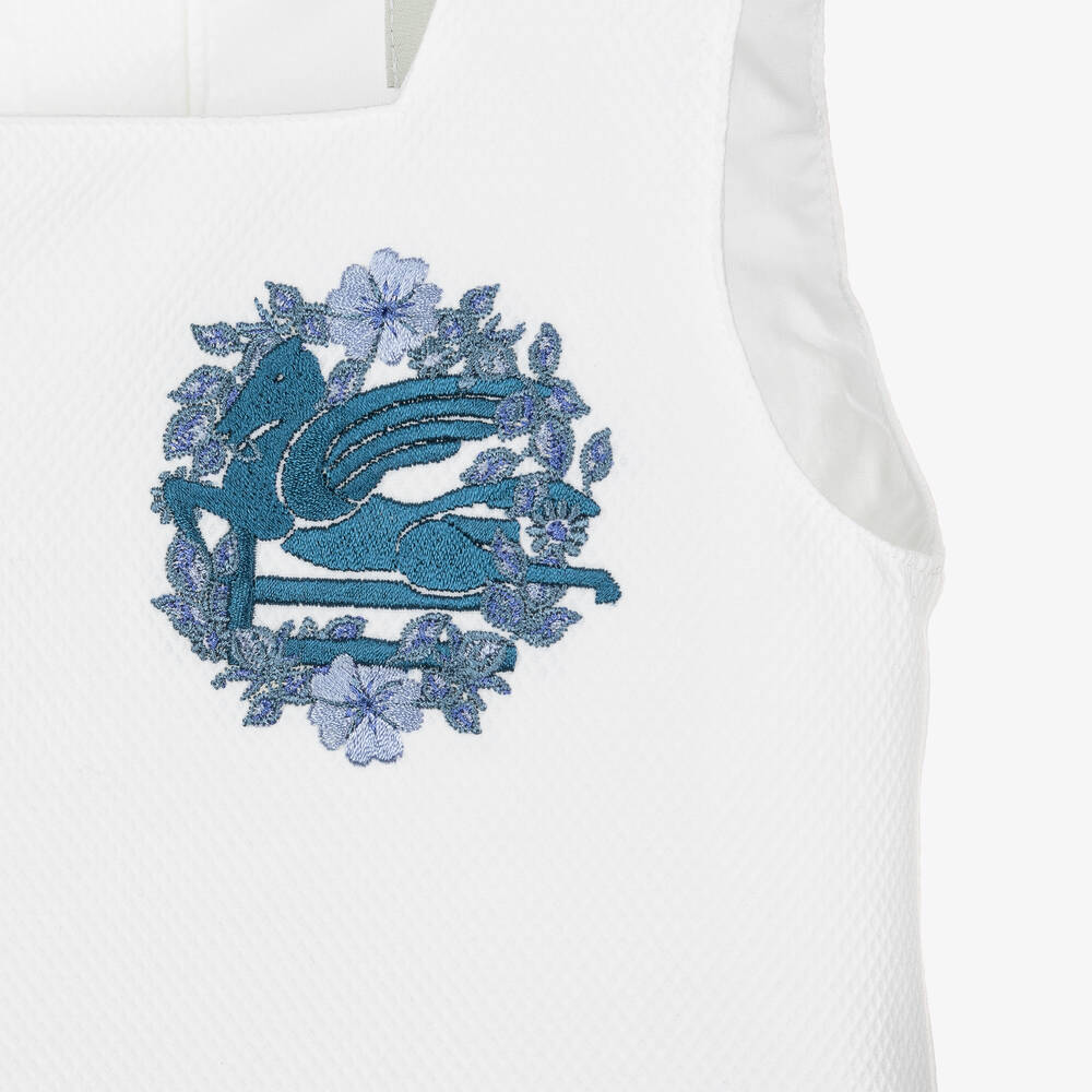 Etro-Girls White Cotton Pegaso Logo Top | Childrensalon Outlet