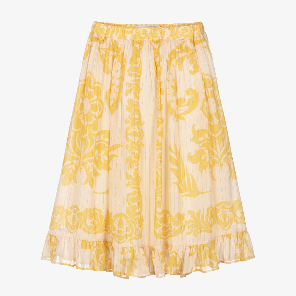 Etro-Желтая макси юбка из жоржета для девочек | Childrensalon Outlet