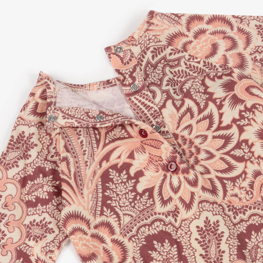 Etro-Pink Cotton Paisley Print Babysuit Gift Set | Childrensalon Outlet