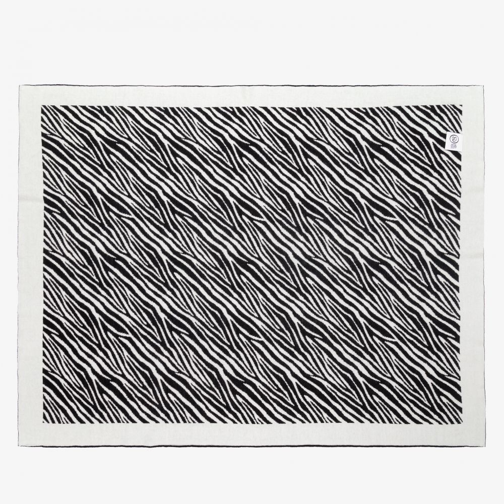 Etta Loves-بطانية قطن محبوك لون أسود وأبيض (100 سم) | Childrensalon Outlet