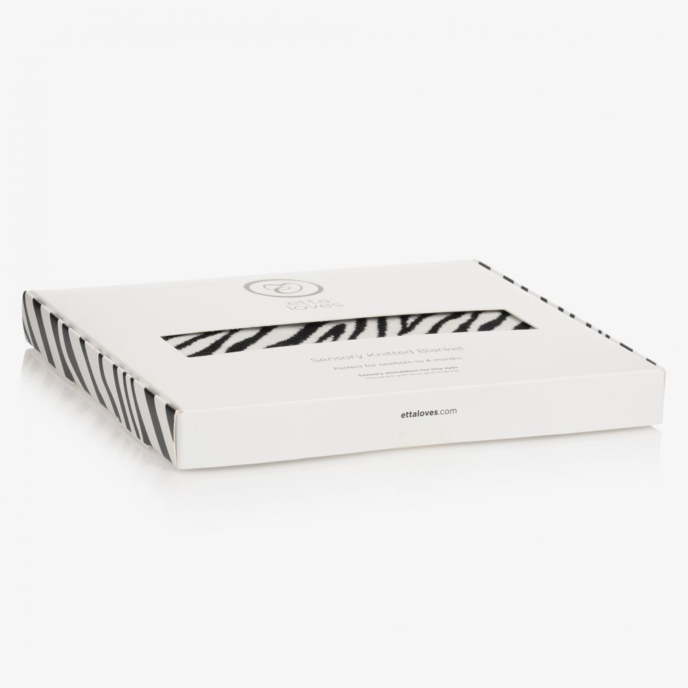 Etta Loves-بطانية قطن محبوك لون أسود وأبيض (100 سم) | Childrensalon Outlet