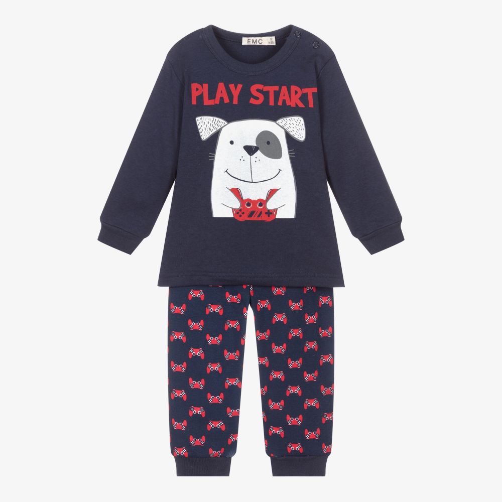 Everything Must Change - Baby Boys Blue Dog Pyjamas  | Childrensalon