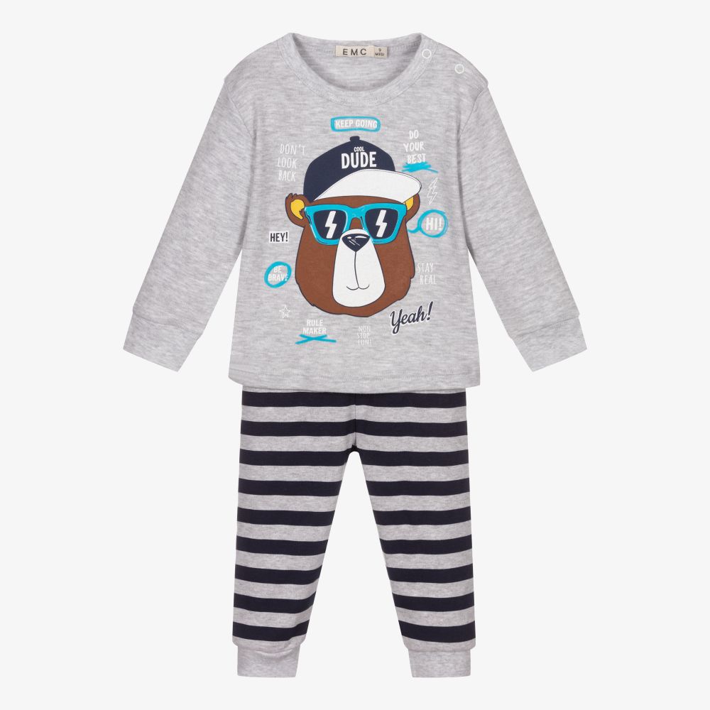 Everything Must Change - Baby Boys Grey Cotton Pyjamas  | Childrensalon