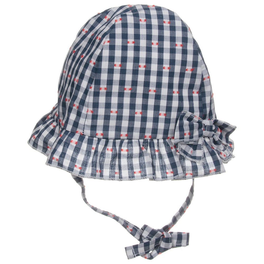 Everything Must Change - Baby Girls Blue Check Sun Hat | Childrensalon