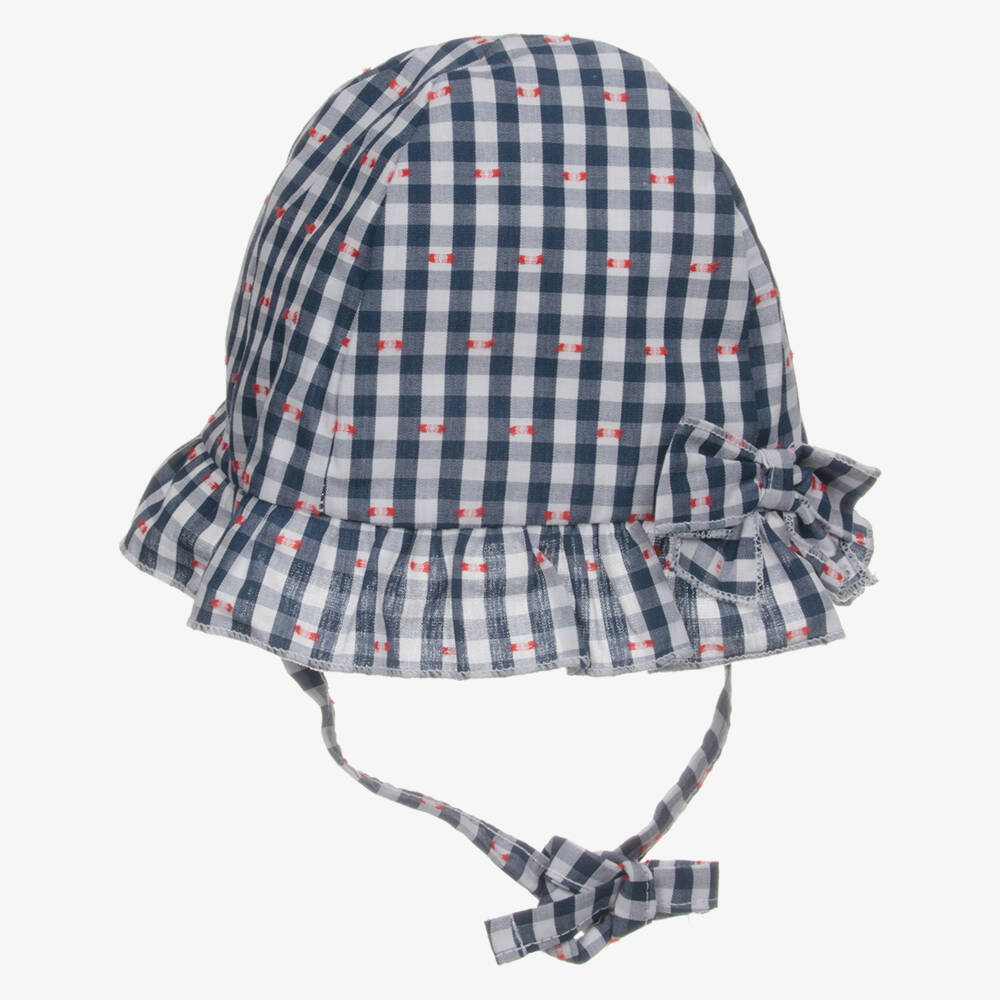 Everything Must Change-Baby Girls Blue Check Sun Hat | Childrensalon Outlet