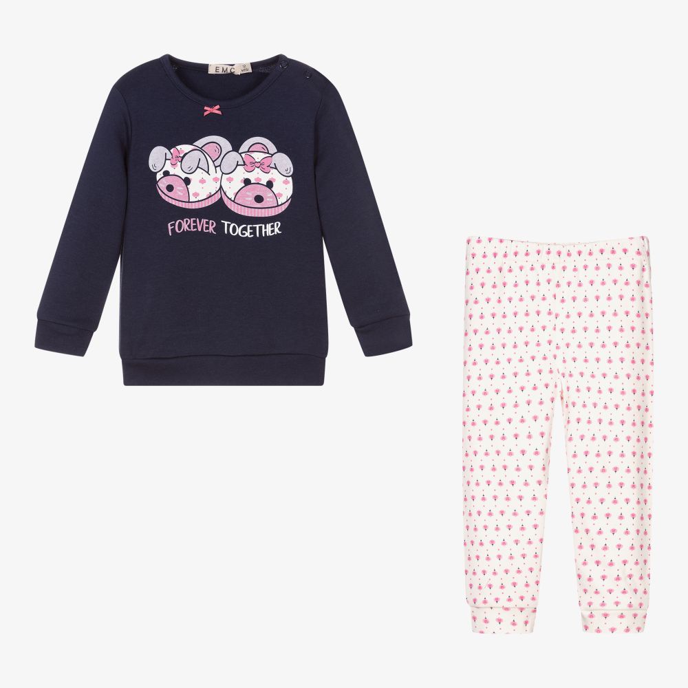 افريثينغ مست تشاينج-بيجاما قطن لون كحلي وزهري للمولودات | Childrensalon Outlet