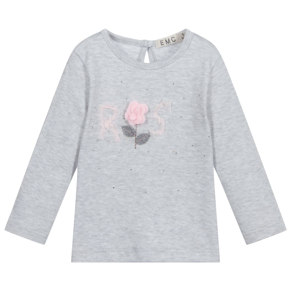 Everything Must Change - Baby Girls Grey Cotton Top | Childrensalon