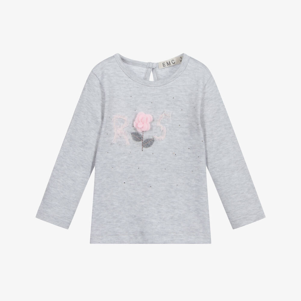 Everything Must Change-Baby Girls Grey Cotton Top | Childrensalon Outlet