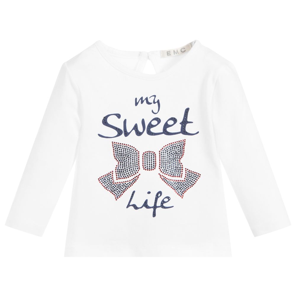 Everything Must Change - Baby Girls White Cotton Top | Childrensalon