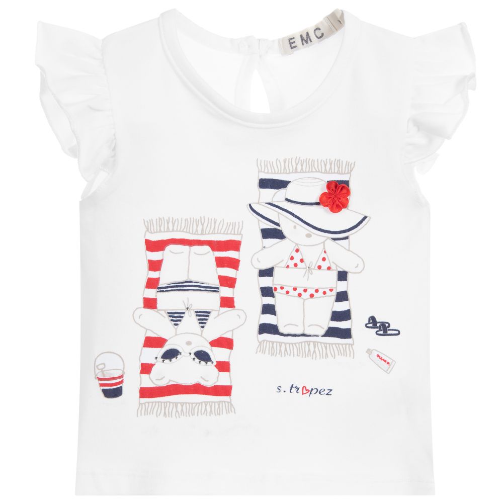 Everything Must Change - Baby Girls White Cotton Top | Childrensalon