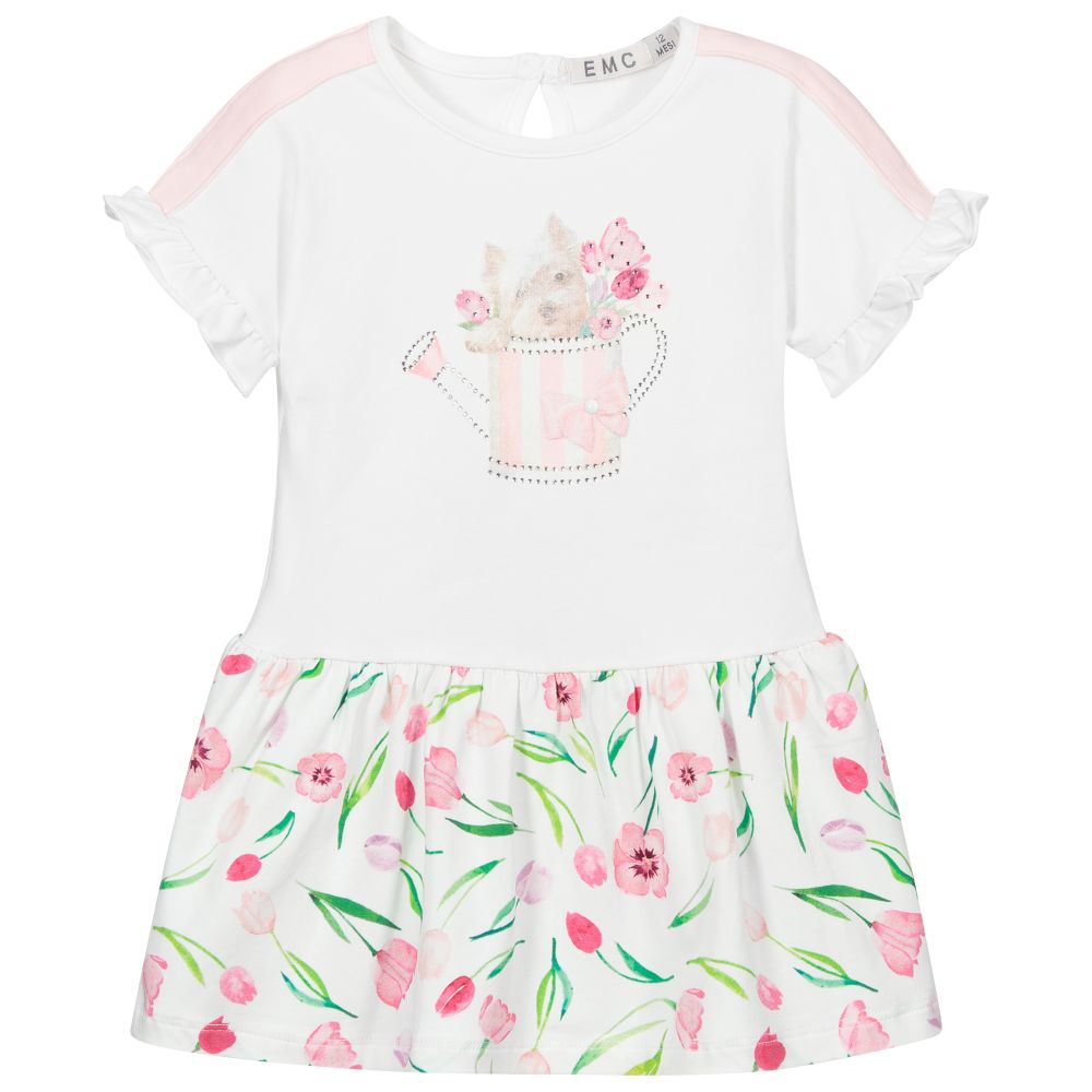 Everything Must Change Robe Blanche En Jersey Bebe Fille Childrensalon Outlet