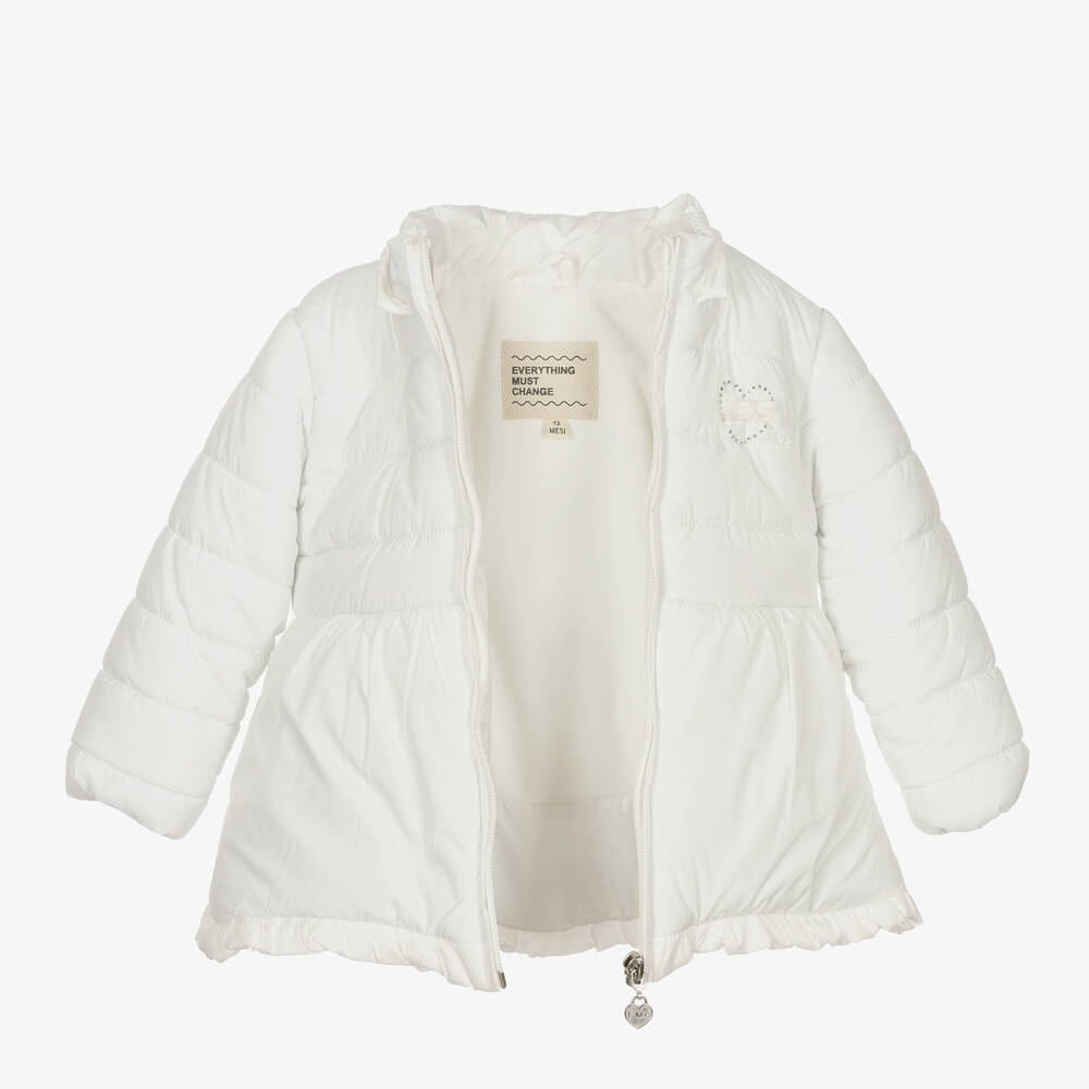 EVERYTHING MUST CHANGE Baby Girls White Puffer Coat
