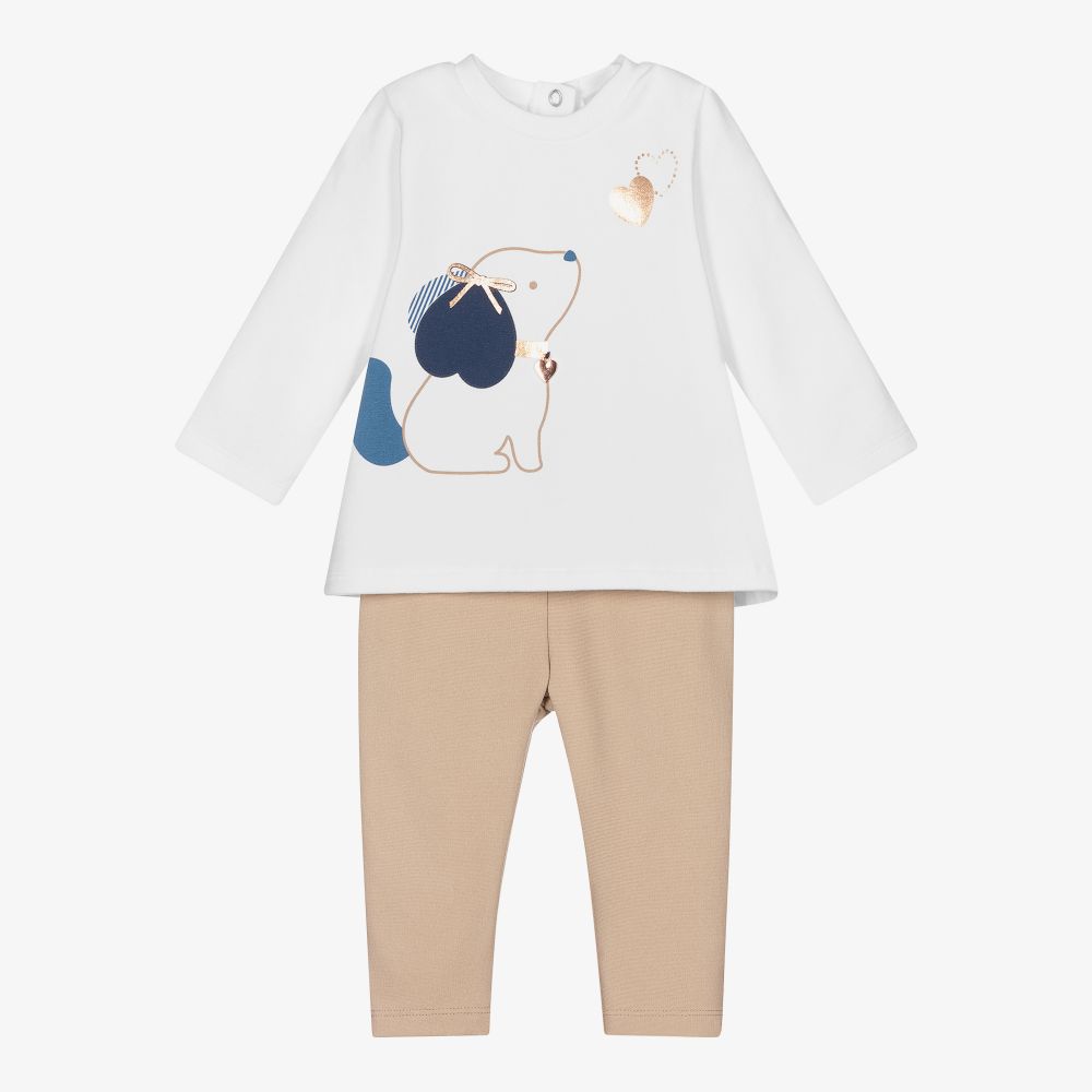 Everything Must Change-Beige Puppy Leggings Set | Childrensalon Outlet