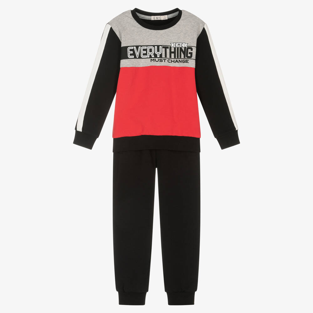 Everything Must Change - Black & Red Logo Tracksuit | Childrensalon