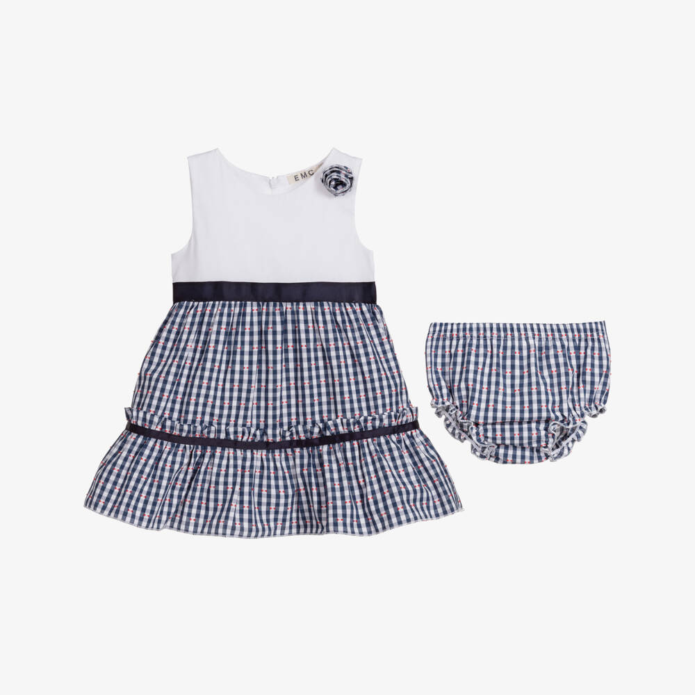 Everything Must Change-Blue Check Baby Dress Set | Childrensalon Outlet