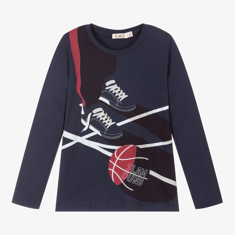 Everything Must Change - Blue Cotton Basketball Top  | Childrensalon