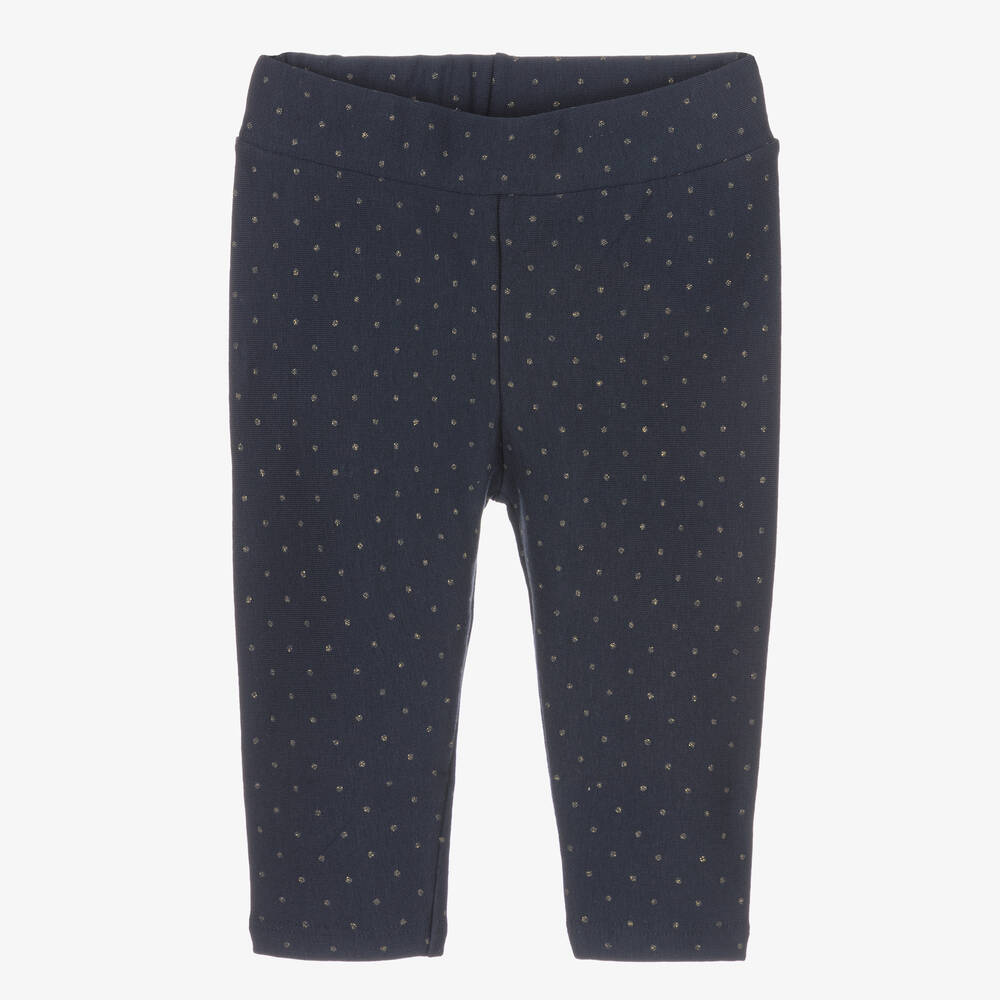 Everything Must Change-Blue & Gold Dot Baby Leggings | Childrensalon Outlet