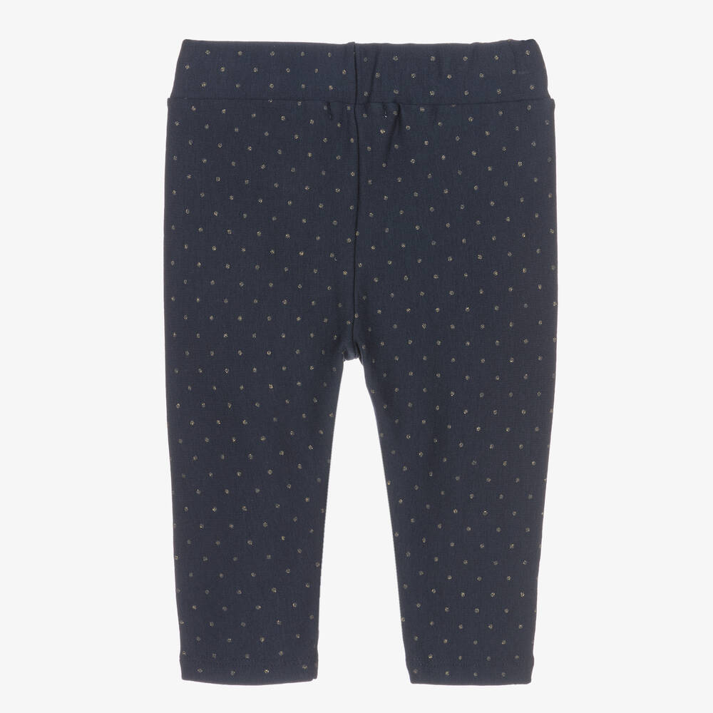 Everything Must Change-Blue & Gold Dot Baby Leggings | Childrensalon Outlet