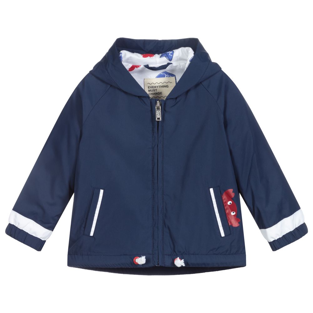 Everything Must Change - Blue Hooded Baby Jacket | Childrensalon