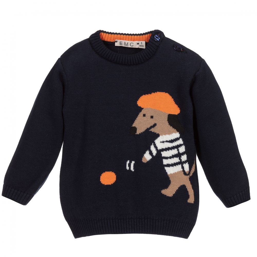 Everything Must Change - Blue Knitted Cotton Sweater | Childrensalon