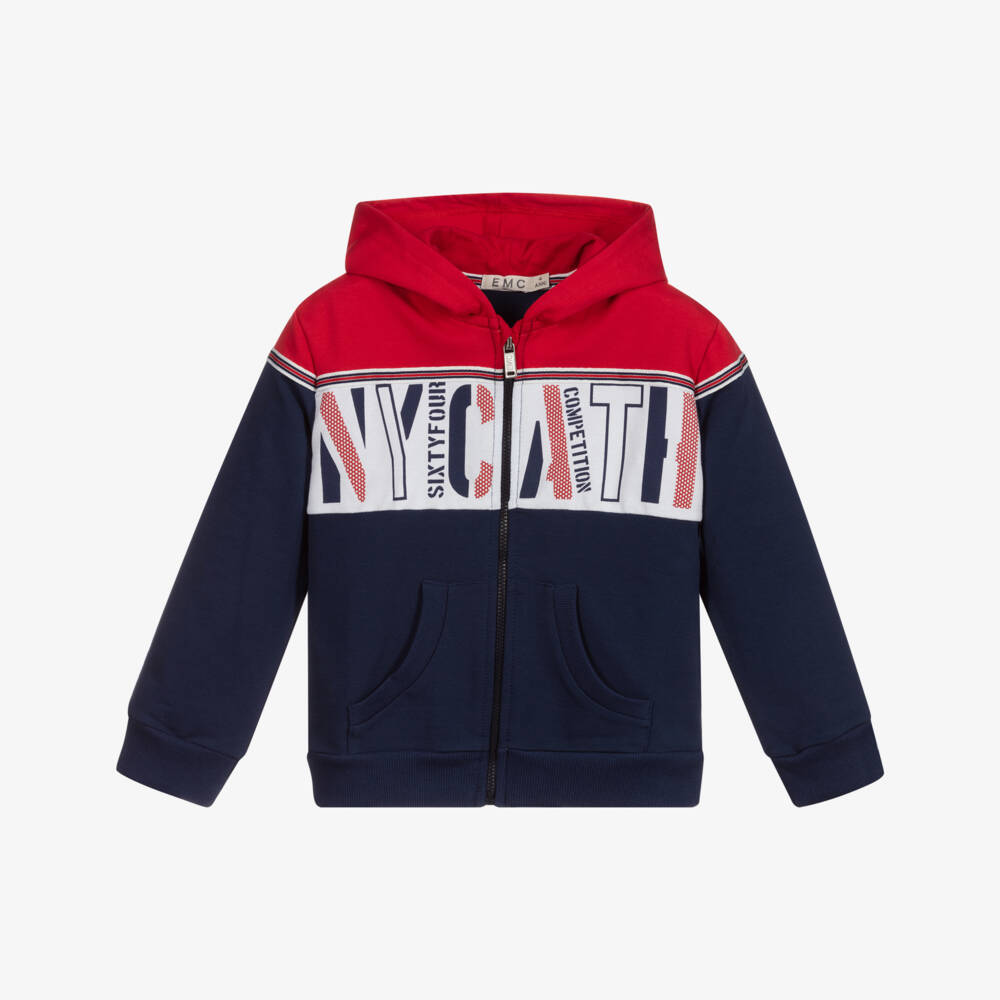 Everything Must Change-Blue & Red Cotton Zip-Up Top | Childrensalon Outlet